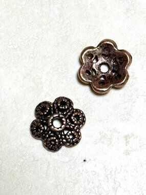 3/$10, 20pc Heavy Antique Copper Flower Bead Caps, Large Hole Craft Supplies
